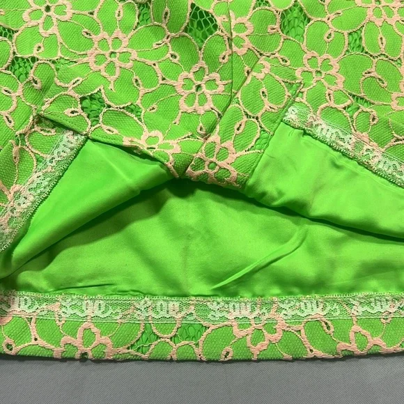 Lily Pulitzer pencil skirt floral lace size 2 lime green and light pink - Picture 5 of 9